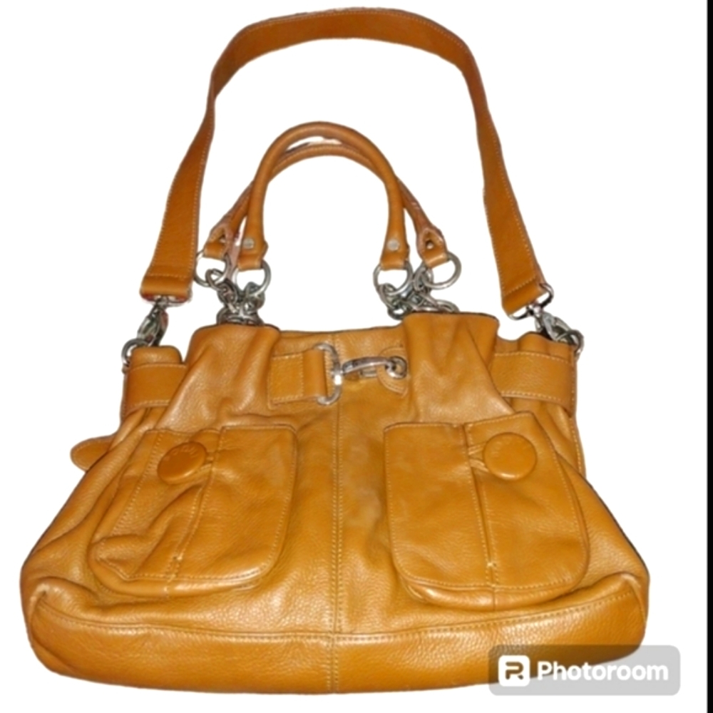 Vintage Y2K Brown Bodhi Pebbled Leather Shoulder Bag Silver Chunky Hardw…